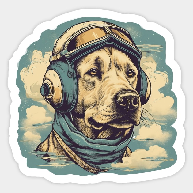 Aviator dog Sticker by GreenMary Design